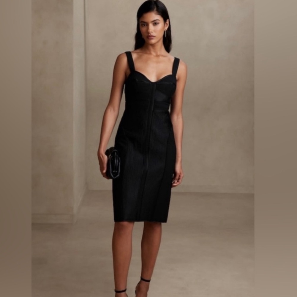 Banana Republic Clover Bodycon Black Ceci Bustier Bandage Midi Formal Dress